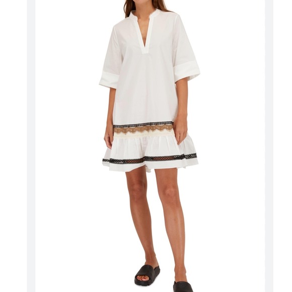 DOROTHEE SCHUMACHER Dresses & Skirts - Dorothee Schumacher Lace-trimmed Cotton Minidress Size 3 / US Medium Cotton